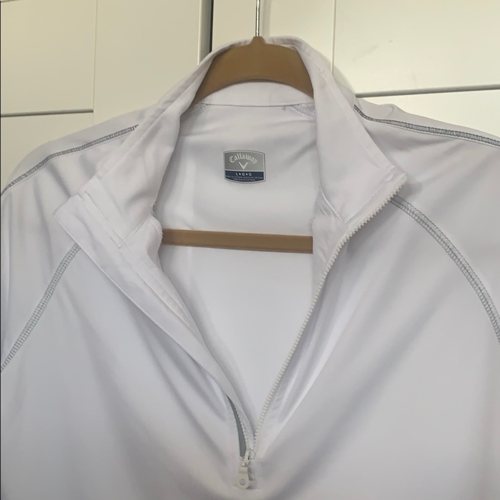 3/4 zip white top